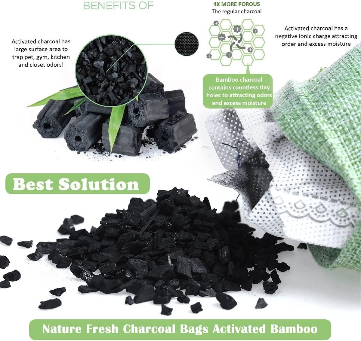 Bamboo Charcoal Bags Natural Fresh Activated Triangle Charcoal Bags Odor Absorber Eliminator Bag