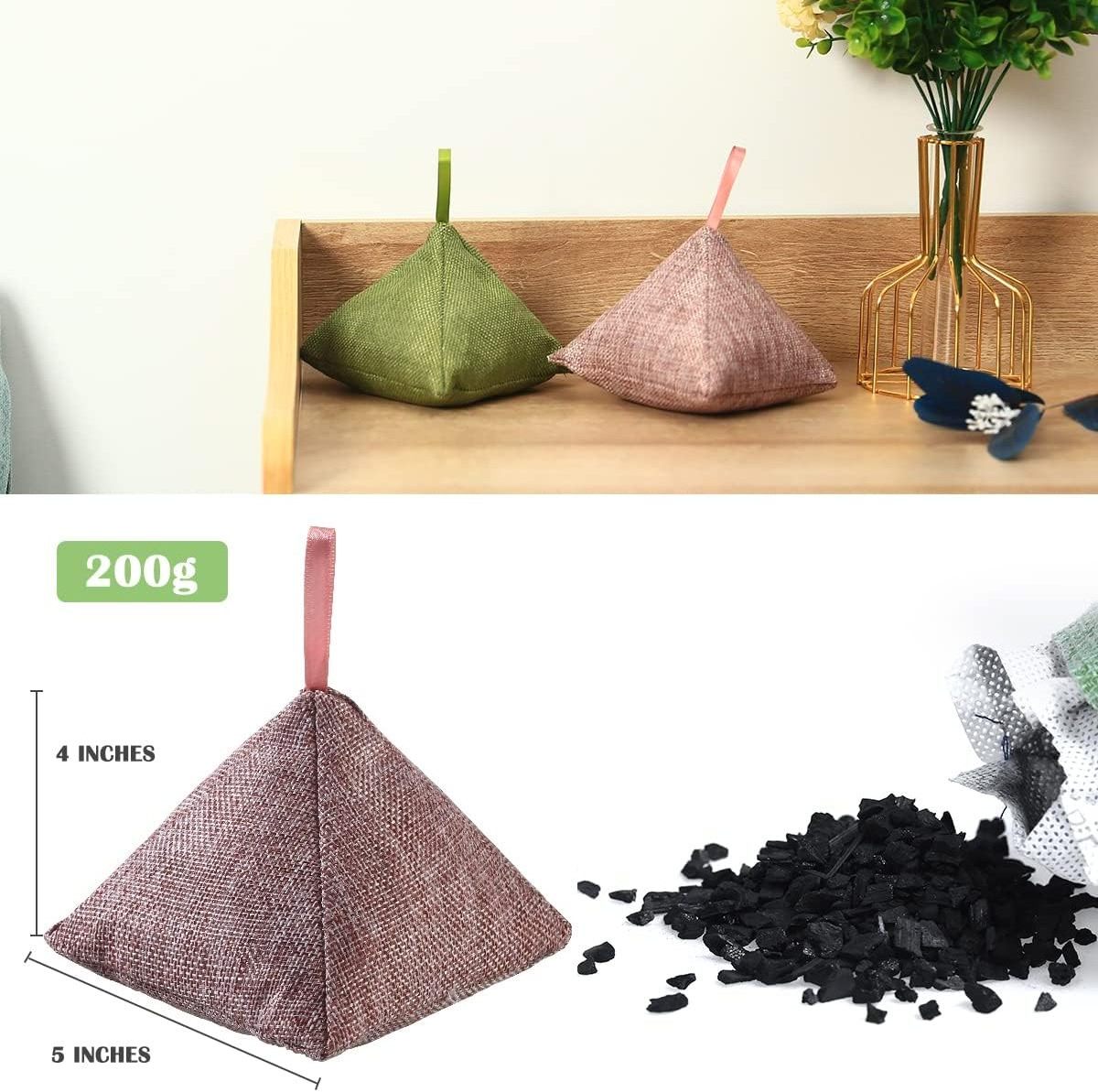 Bamboo Charcoal Bags Natural Fresh Activated Triangle Charcoal Bags Odor Absorber Eliminator Bag