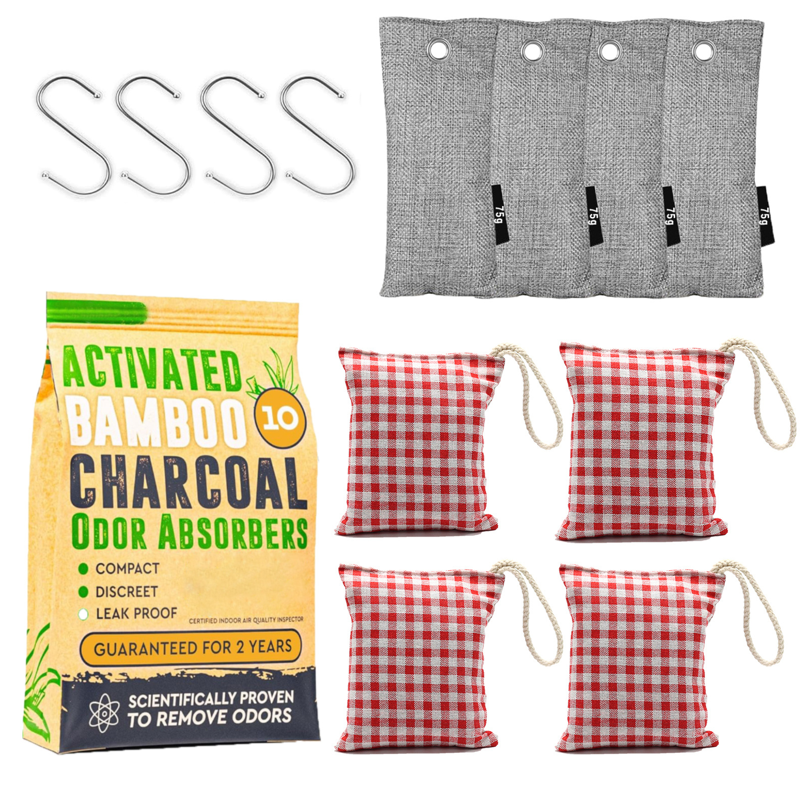 Bamboo Charcoal Bags Nature Fresh Bamboo Charcoal Bags 4 Pack (200g+75g) Moisture Eliminator air purifying bags pouch