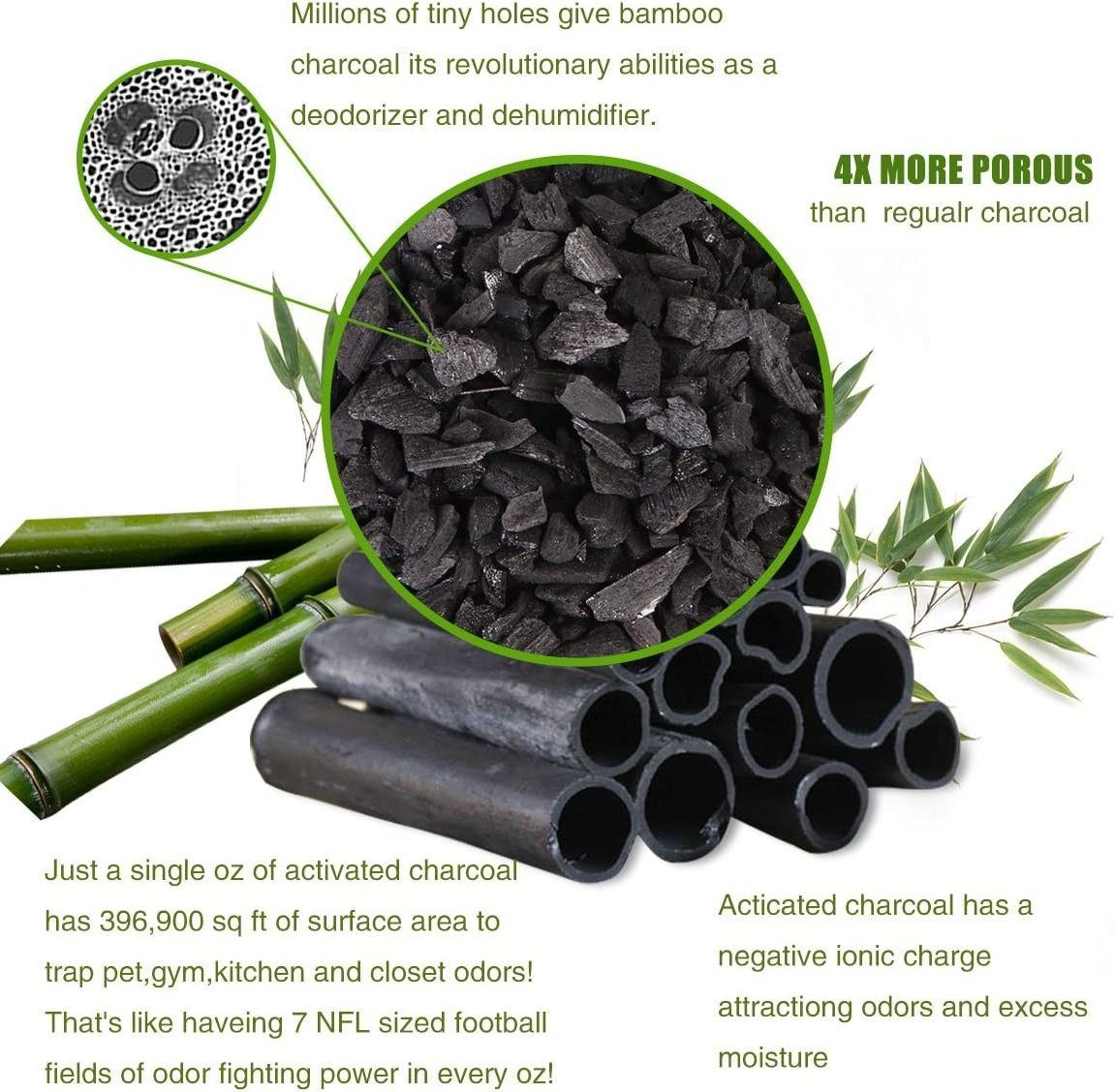 LEGREEN Shoes Deodorizer Prevents Mold and Bacteria Odor Eliminator Activated Bamboo Charcoal bags