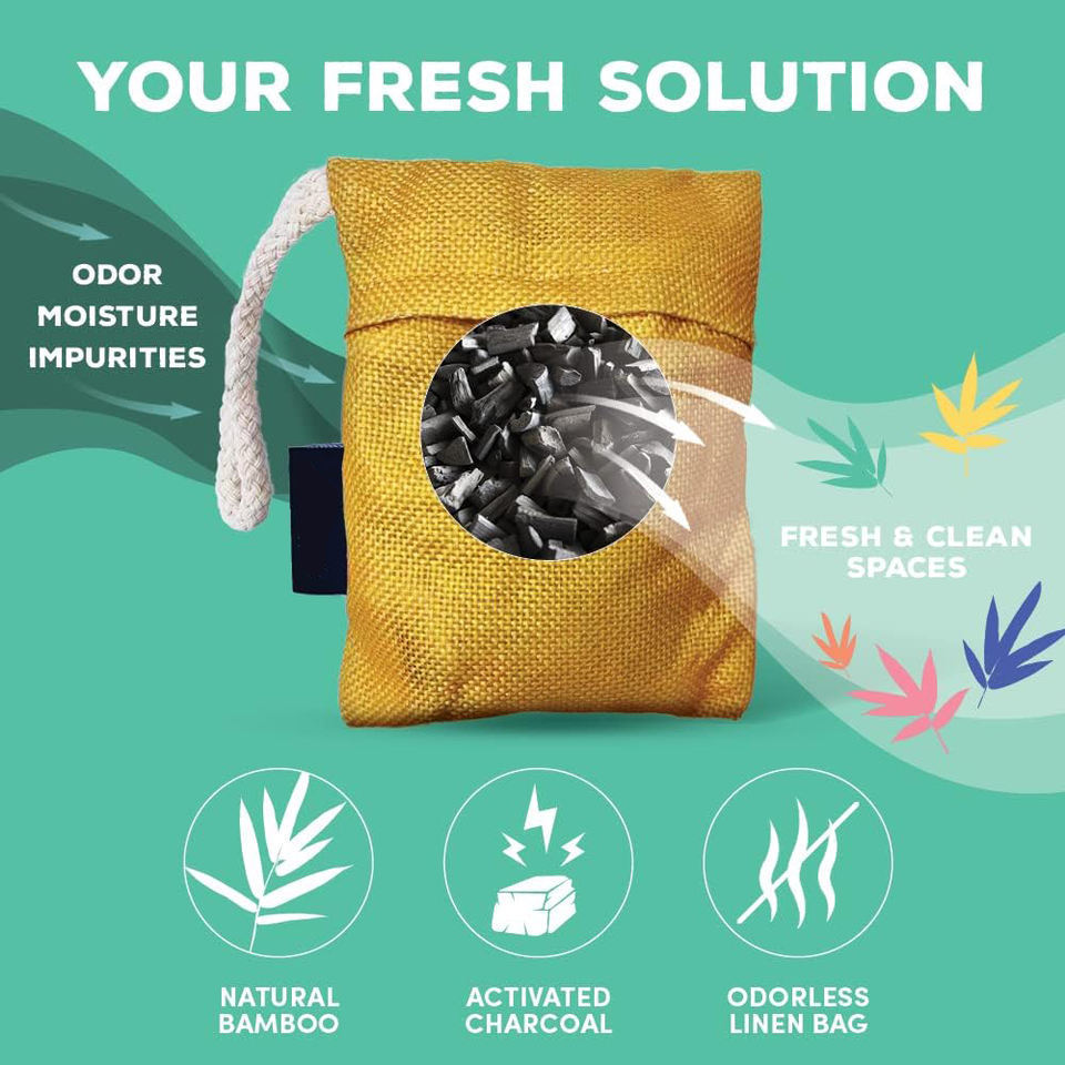 Bamboo Charcoal Air Purifying Bag Charcoal Bags for Car Home Fragrance Free Odor Eliminator 8x75g 8x50g