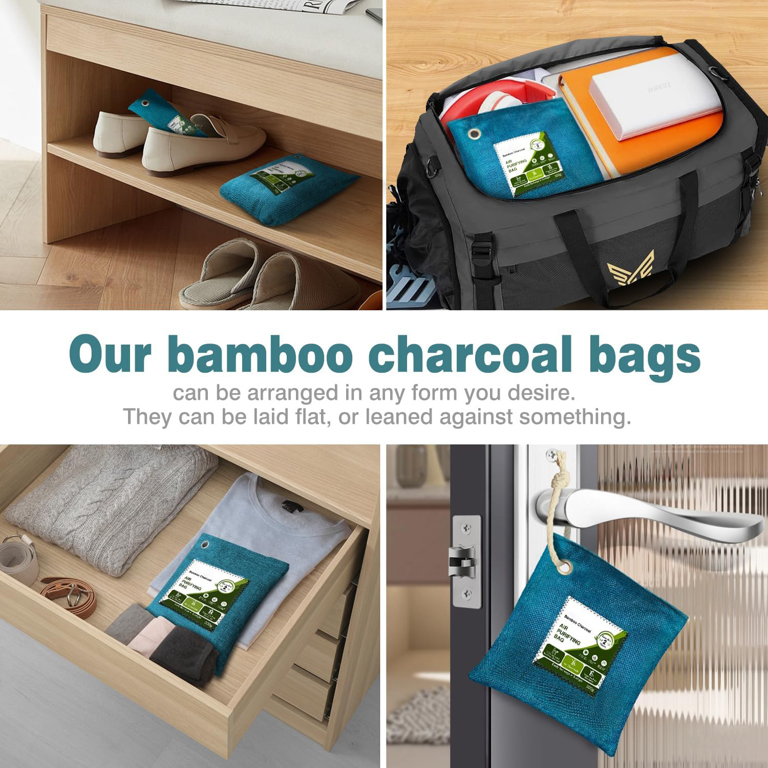 300g Activated Bamboo Charcoal Air Purifying Bags Smell Remove Odor Absorber for Car Home Closet Pet