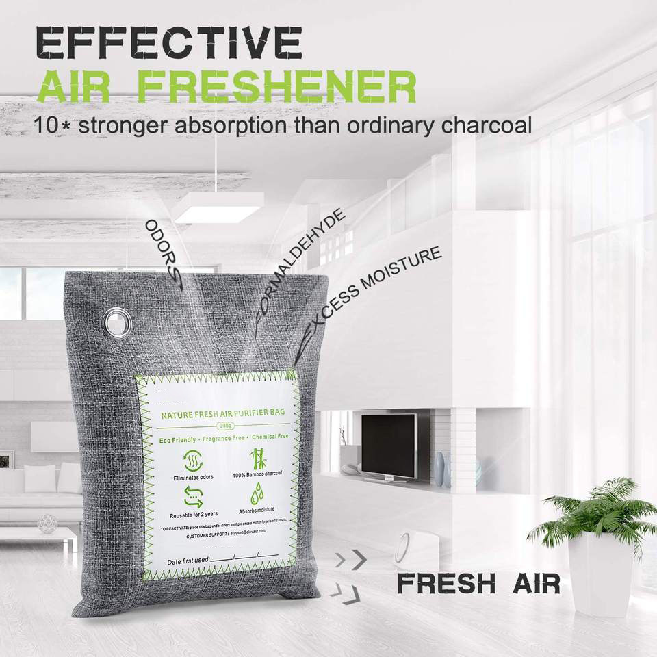 200g Bamboo Charcoal Air Purifying Bag Naturally Freshen Air with Powerful Activated Charcoal Bags car dehumidifier reusable bag