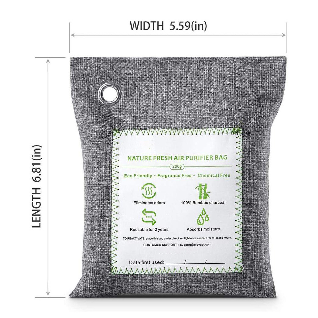 200g Bamboo Charcoal Air Purifying Bag Naturally Freshen Air with Powerful Activated Charcoal Bags car dehumidifier reusable bag