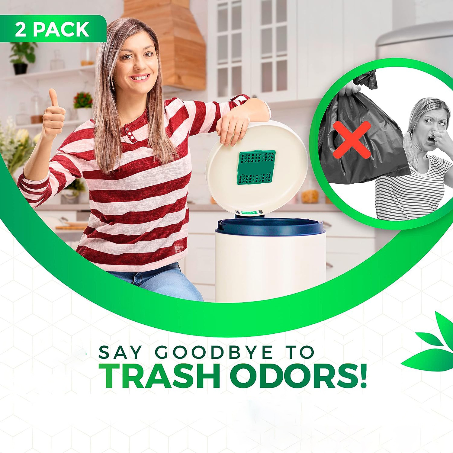 Trash Can Deodorizer and Odor Eliminator 2 Pack Lasts Up to 3 Months Garbage Can Deodorizer to Control Odor