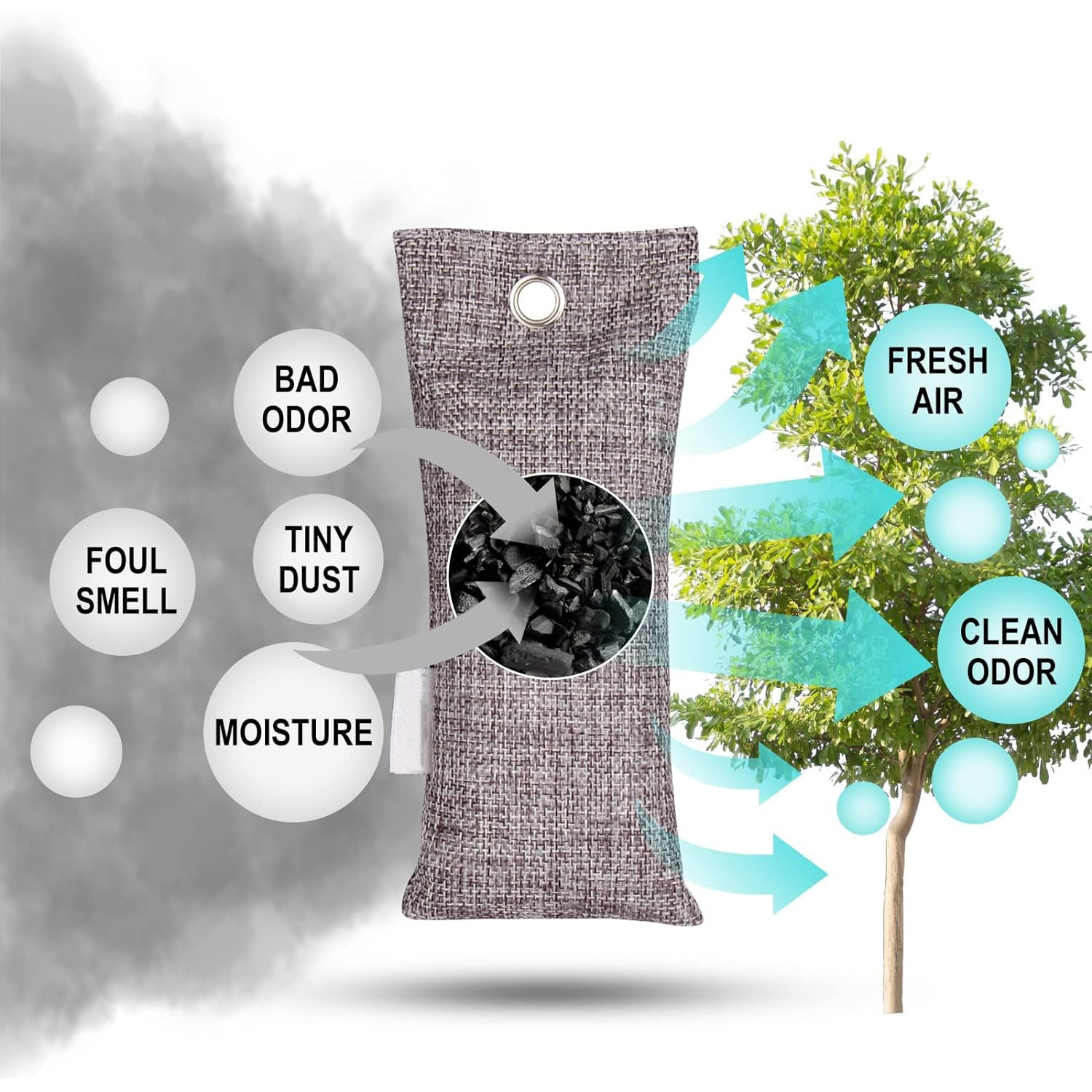 Bamboo Charcoal Air Purifying Bags Refrigerator Odor Absorber Shoes Deodorizer Car Deodorant Air Freshener 65g*12 Pack