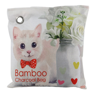 200g Bamboo Charcoal Air Purifying  Bags Free Fragrance Cartoon Cat Odor Absorber Air Freshener Bag