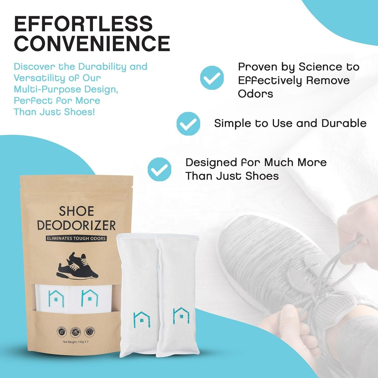 Shoe deodorant Bag(2set pack)Deodorant, air freshener, odor absorbent, shoes, gym bag, soccer cleats, closet, pet area, reusable