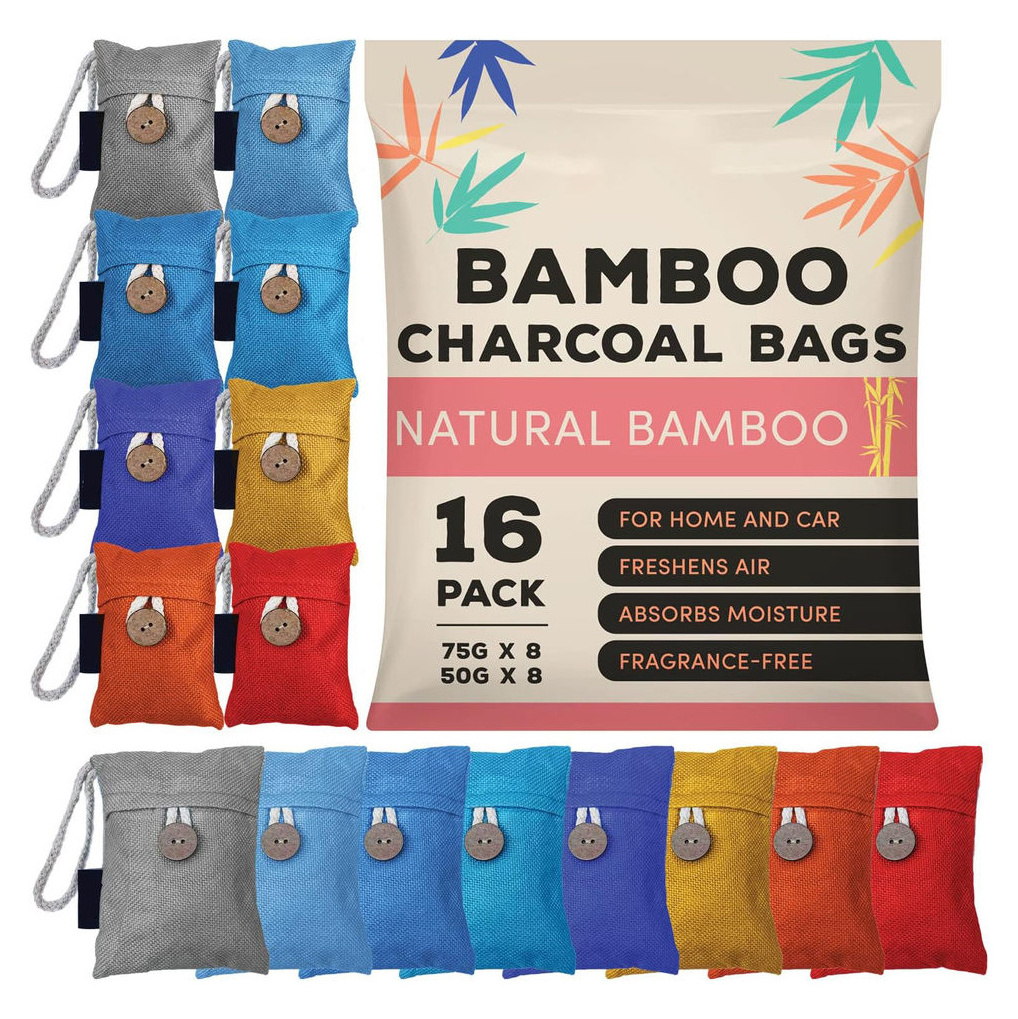 Bamboo Charcoal Air Purifying Bag Charcoal Bags for Car Home Fragrance Free Odor Eliminator 8x75g 8x50g