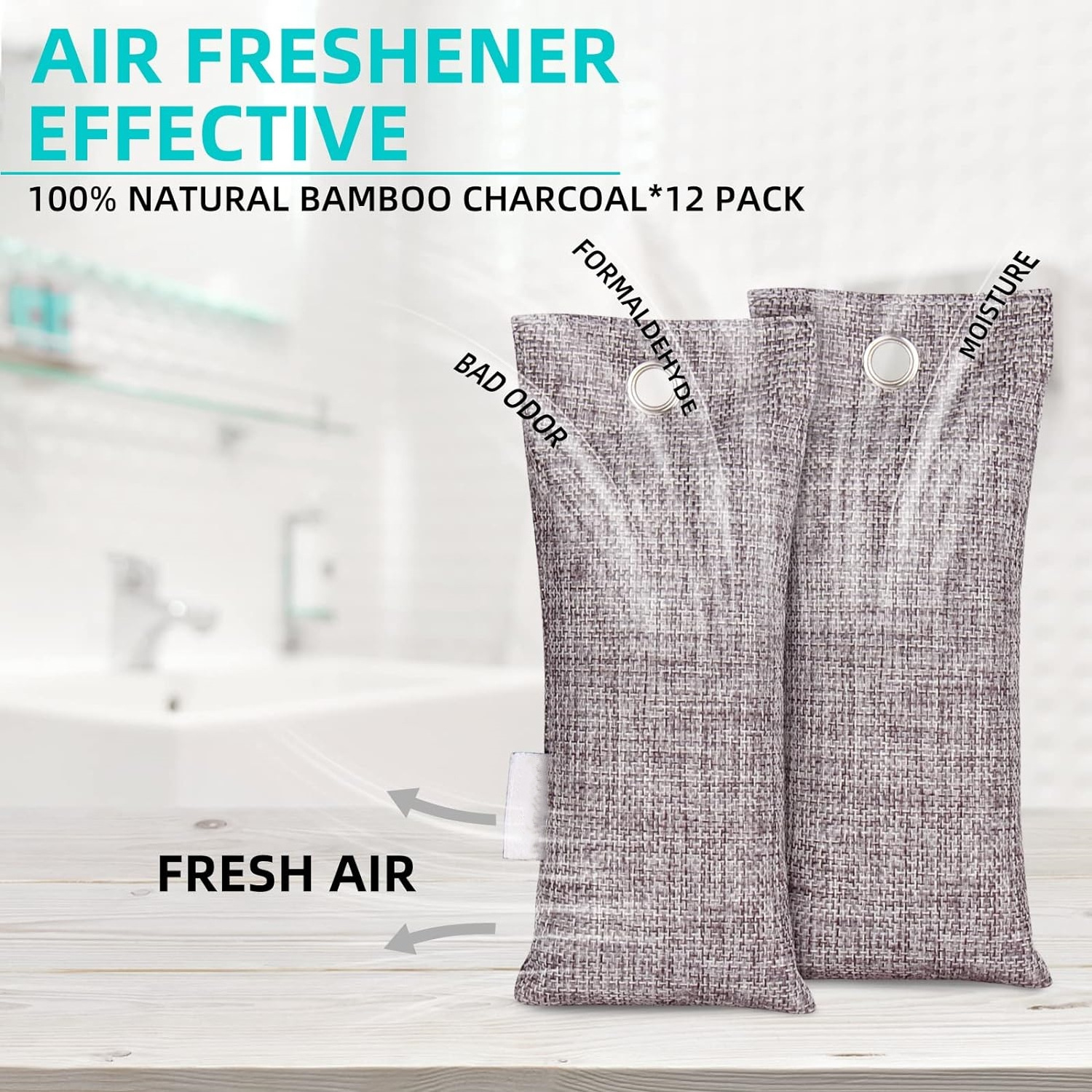 Bamboo Charcoal Air Purifying Bags Refrigerator Odor Absorber Shoes Deodorizer Car Deodorant Air Freshener 65g*12 Pack