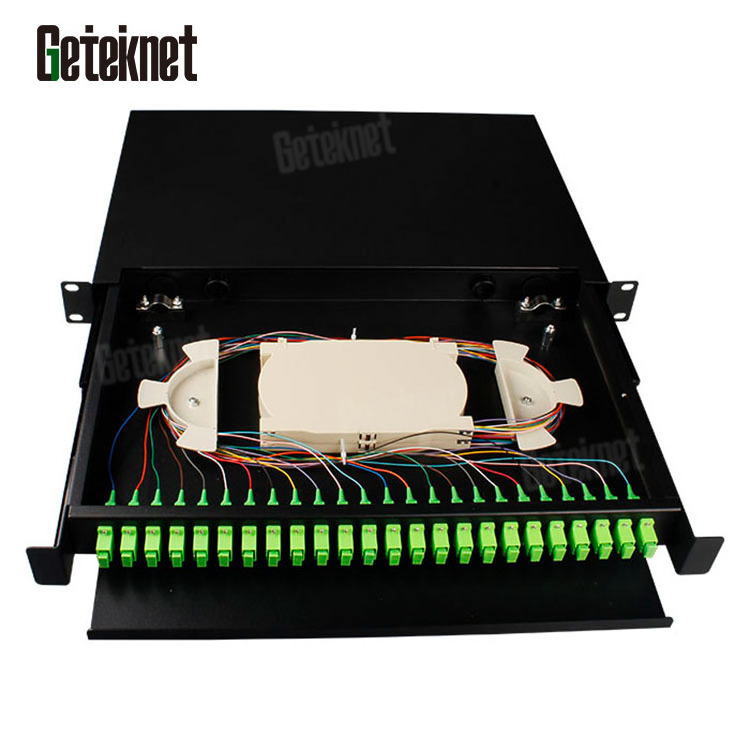 telecommunication fibre equipment 1u  2u 24 core 48 port distribution frame wall mount ODF 24core  fiber optic patch panel