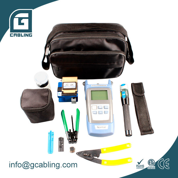 Gcabling FTTH fibre optique with Optical Power Meter and VFL and Fiber Cleave fiber tool kit and  stripper or fiber optic tools