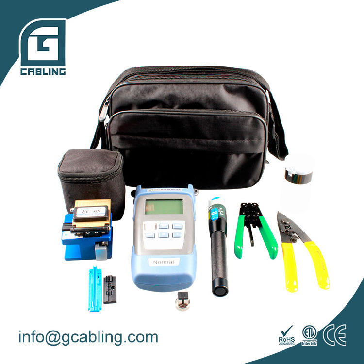 Gcabling FTTH fibre optique with Optical Power Meter and VFL and Fiber Cleave fiber tool kit and  stripper or fiber optic tools