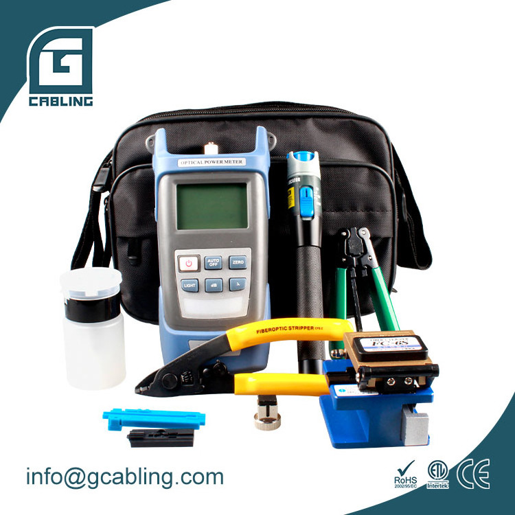 Gcabling FTTH fibre optique with Optical Power Meter and VFL and Fiber Cleave fiber tool kit and  stripper or fiber optic tools