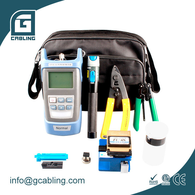 Gcabling FTTH fibre optique with Optical Power Meter and VFL and Fiber Cleave fiber tool kit and  stripper or fiber optic tools