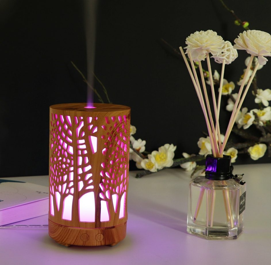 2022 Bamboo Unique Shape Ultrasonic Air Humidifier, Mini Aroma Diffuser, 100ml Aroma Diffuser