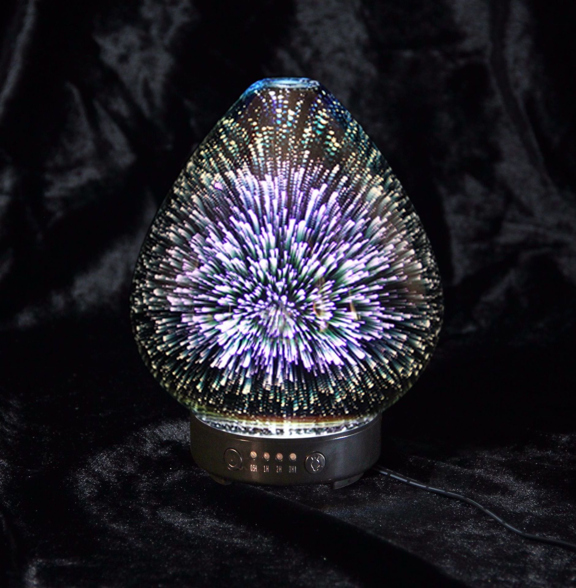 Firework Glass 3D Vase Shape Aroma Essential Oil Diffuser Cool Mist Humidifier Humidification Free Spare Parts  7 Color Led