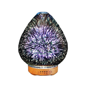 Firework Glass 3D Vase Shape Aroma Essential Oil Diffuser Cool Mist Humidifier Humidification Free Spare Parts  7 Color Led