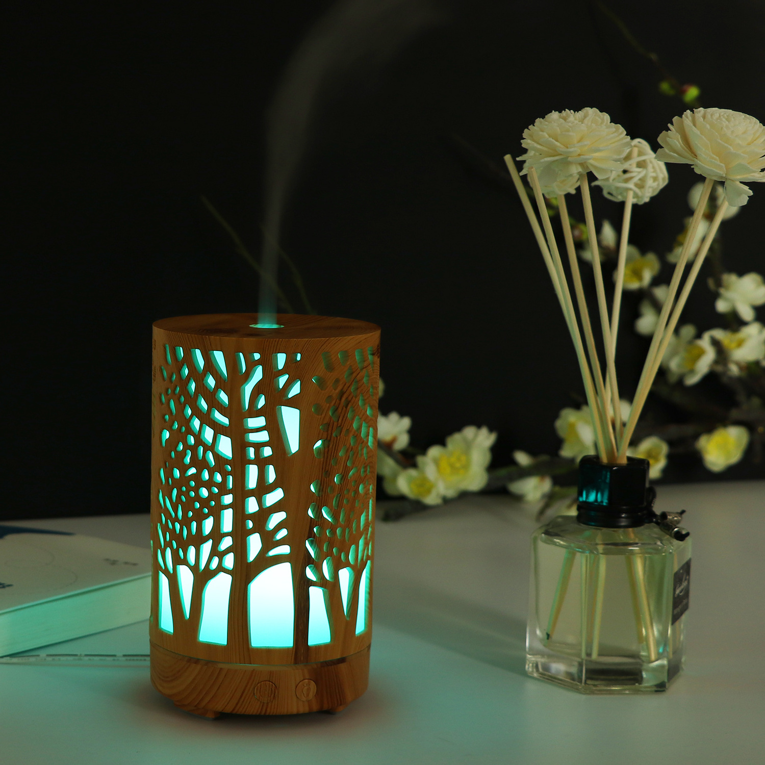 2022 Bamboo Unique Shape Ultrasonic Air Humidifier, Mini Aroma Diffuser, 100ml Aroma Diffuser