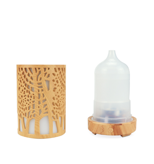 2022 Bamboo Unique Shape Ultrasonic Air Humidifier, Mini Aroma Diffuser, 100ml Aroma Diffuser wood grain white