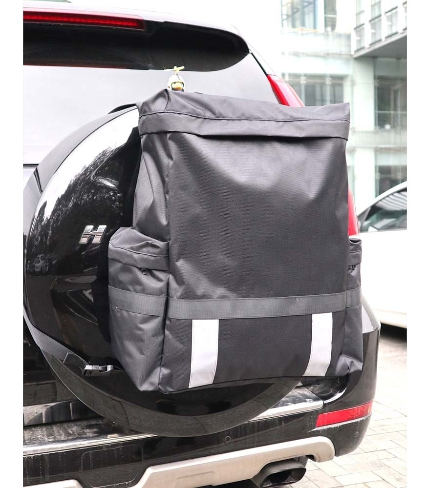 Adjustable Trunk Hanging Storage Bag Tyre Hanging Trash Bag for Hiking Travel Outdoor Use