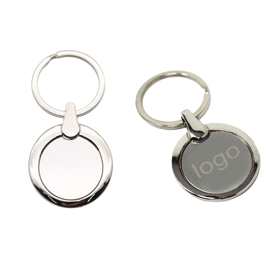 Promotional Gift Metal Key Tag Lettering Engraved Custom Keychain Round Tag Key Holder