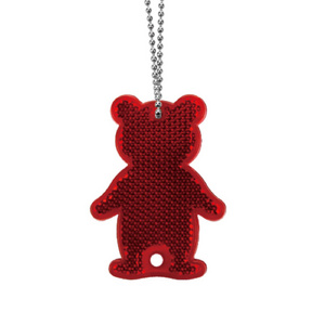 Custom Logo Bear Shape Super Bright Safety Reflector Stylish Reflective Keychain Warning Light Keychain