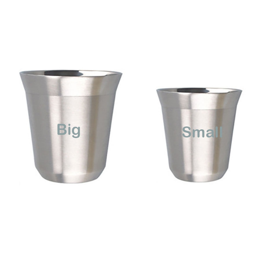 shatterproof tumbler cups unbreakable stainless steel double walled coffee cup Italian coffee brewing cup 75ml 150ml