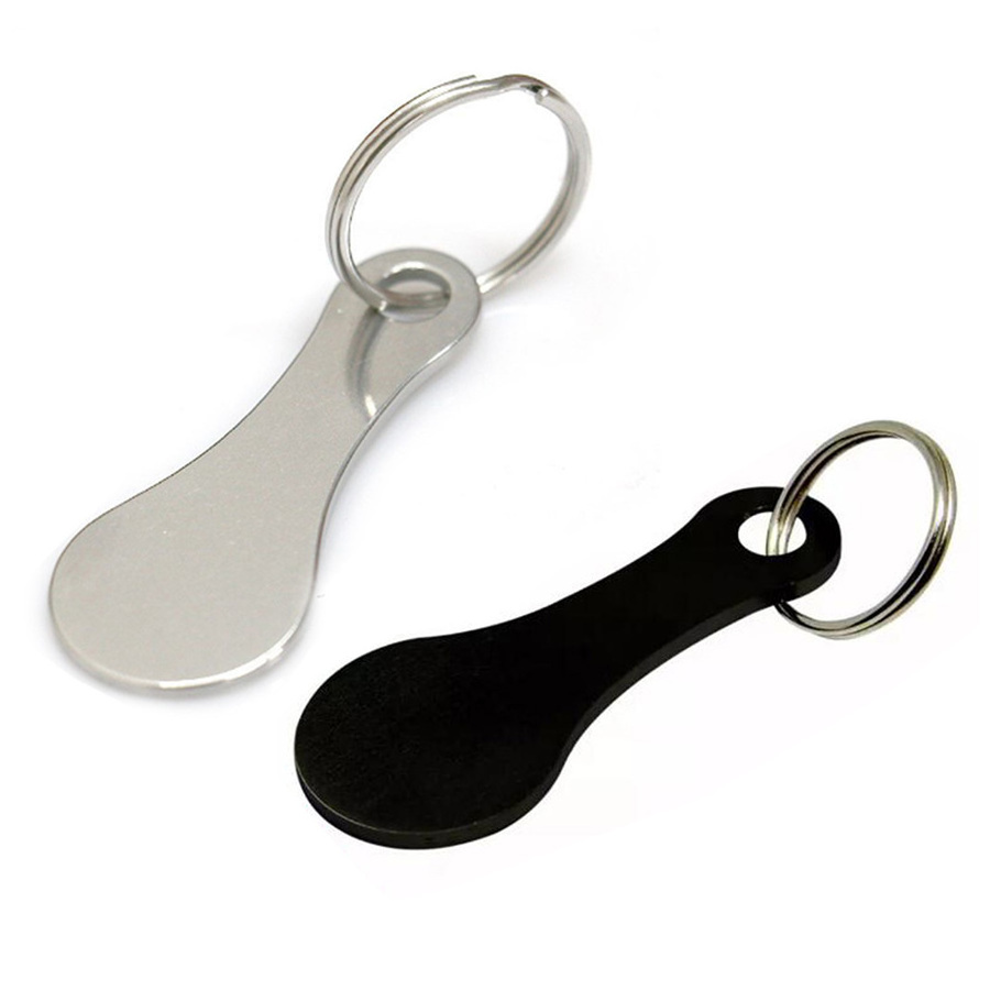 Promotional gift keychain trolley token coins reusable metal token coin with key ring