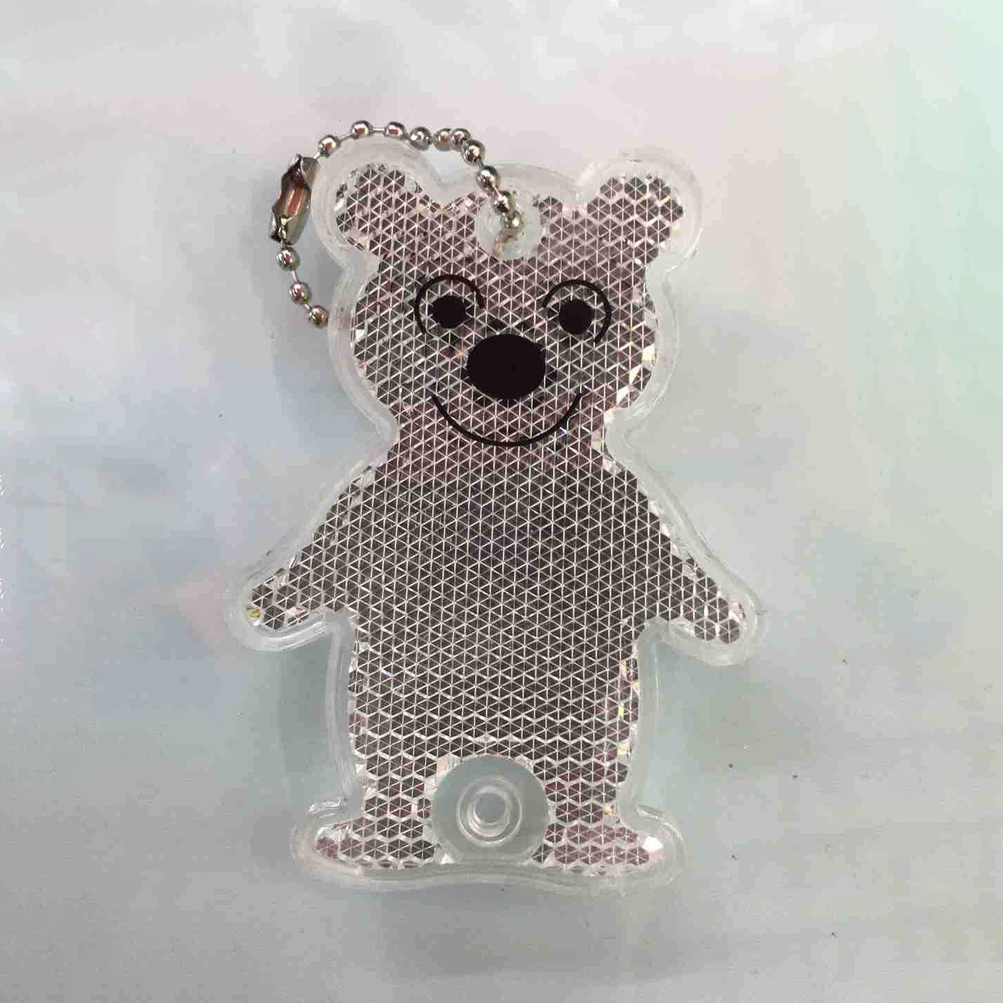 Custom Logo Bear Shape Super Bright Safety Reflector Stylish Reflective Keychain Warning Light Keychain