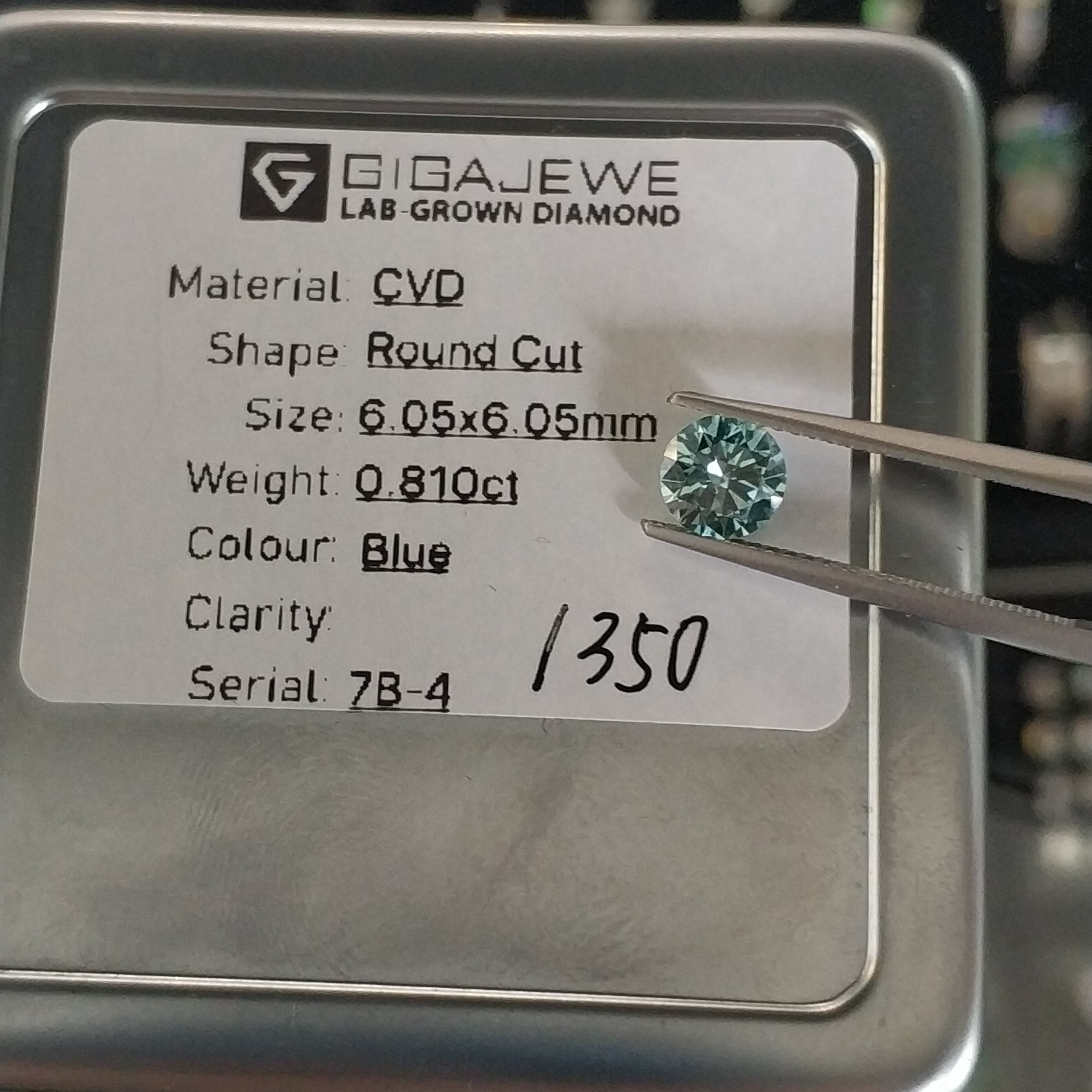 GIGAJEWE Loose Diamond CVD Blue polished diamonds lab grown round cushion  brilliant cut Lab Grown Diamond