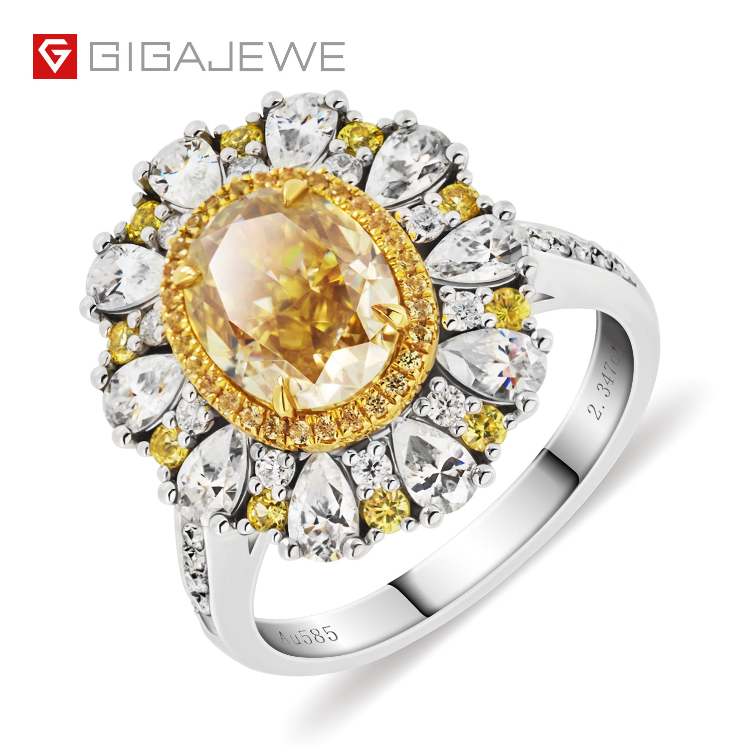 GIGAJEWE  Customize Jewelry 9k/14k/18k gold ring  moissanite gemstone ring women for wedding rings halo engagement ring