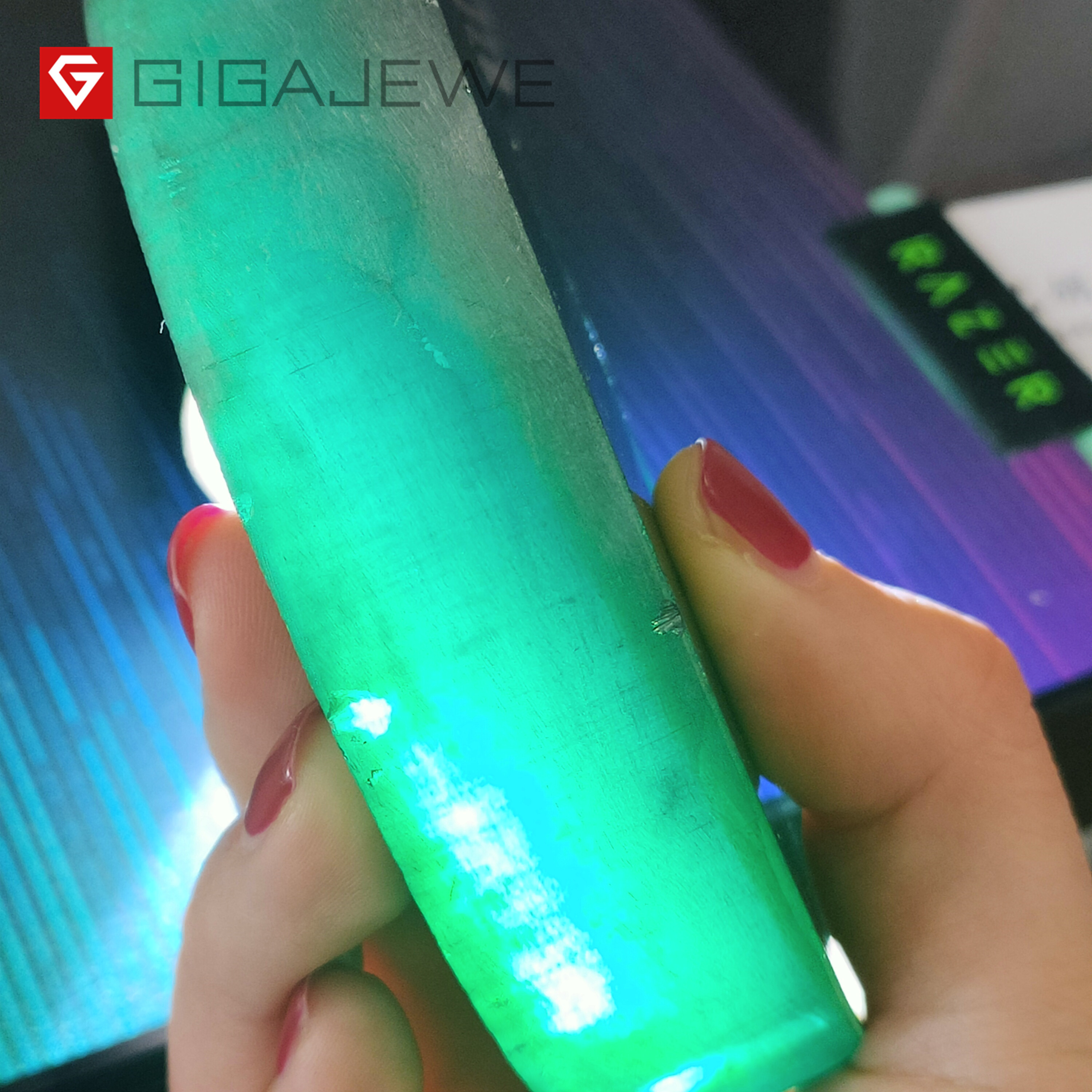 GIGAJEWE jewelry making raw material  green color rough sic wafer moissanite rough stones sic crystal rough synthetic gemstones