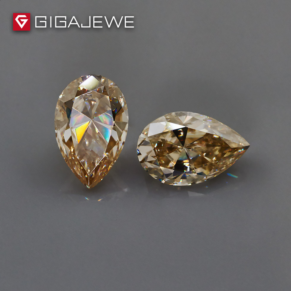 GIGAJEWE Champagne color pear cut manual cut synthetic moissanite for jewelry making