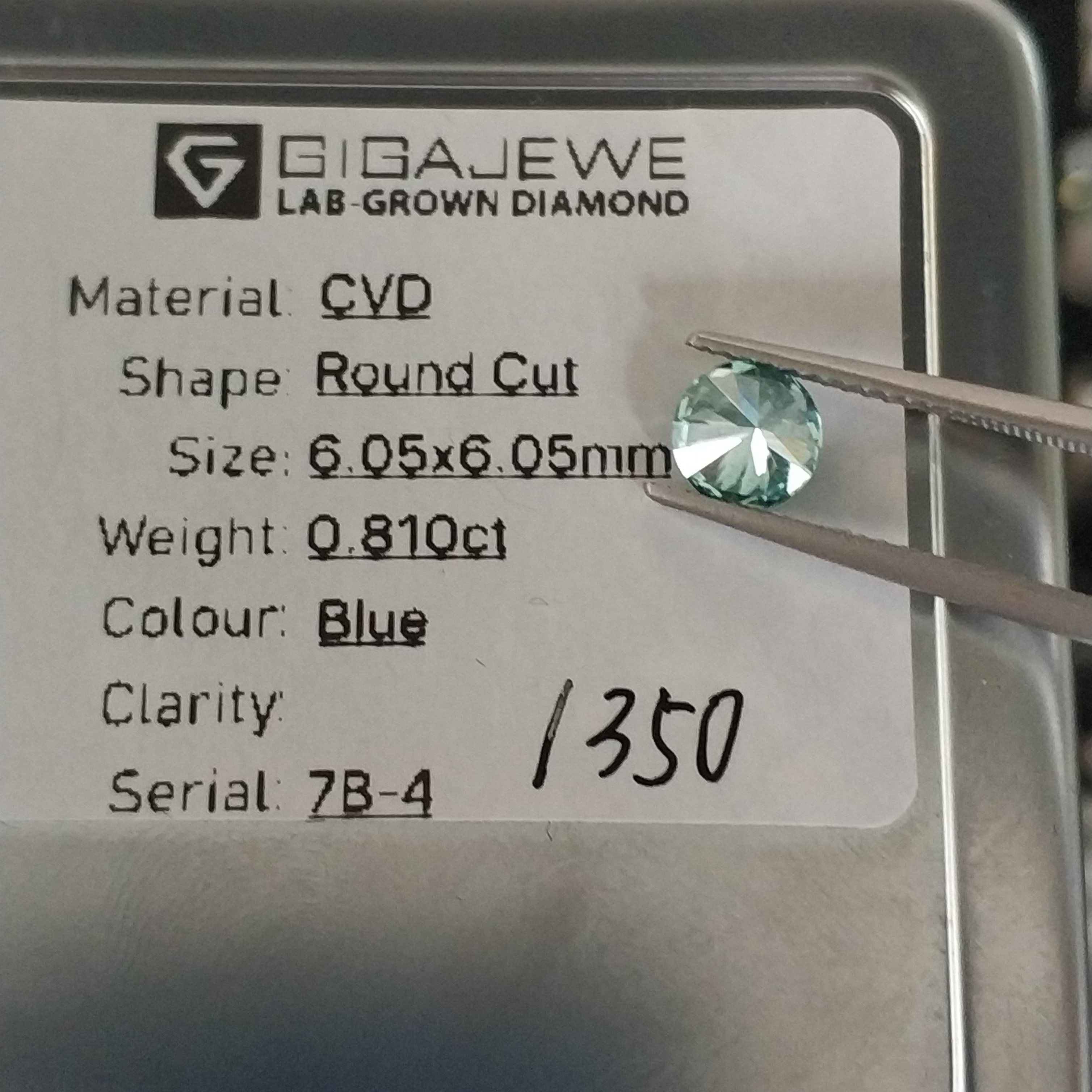 GIGAJEWE Loose Diamond CVD Blue polished diamonds lab grown round cushion  brilliant cut Lab Grown Diamond