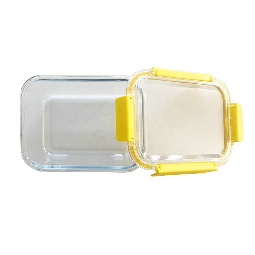 Good Quality Food Fridge Storage Box Glass Lock Lid Borosilicate Glass Food Lunch Box For Microwave