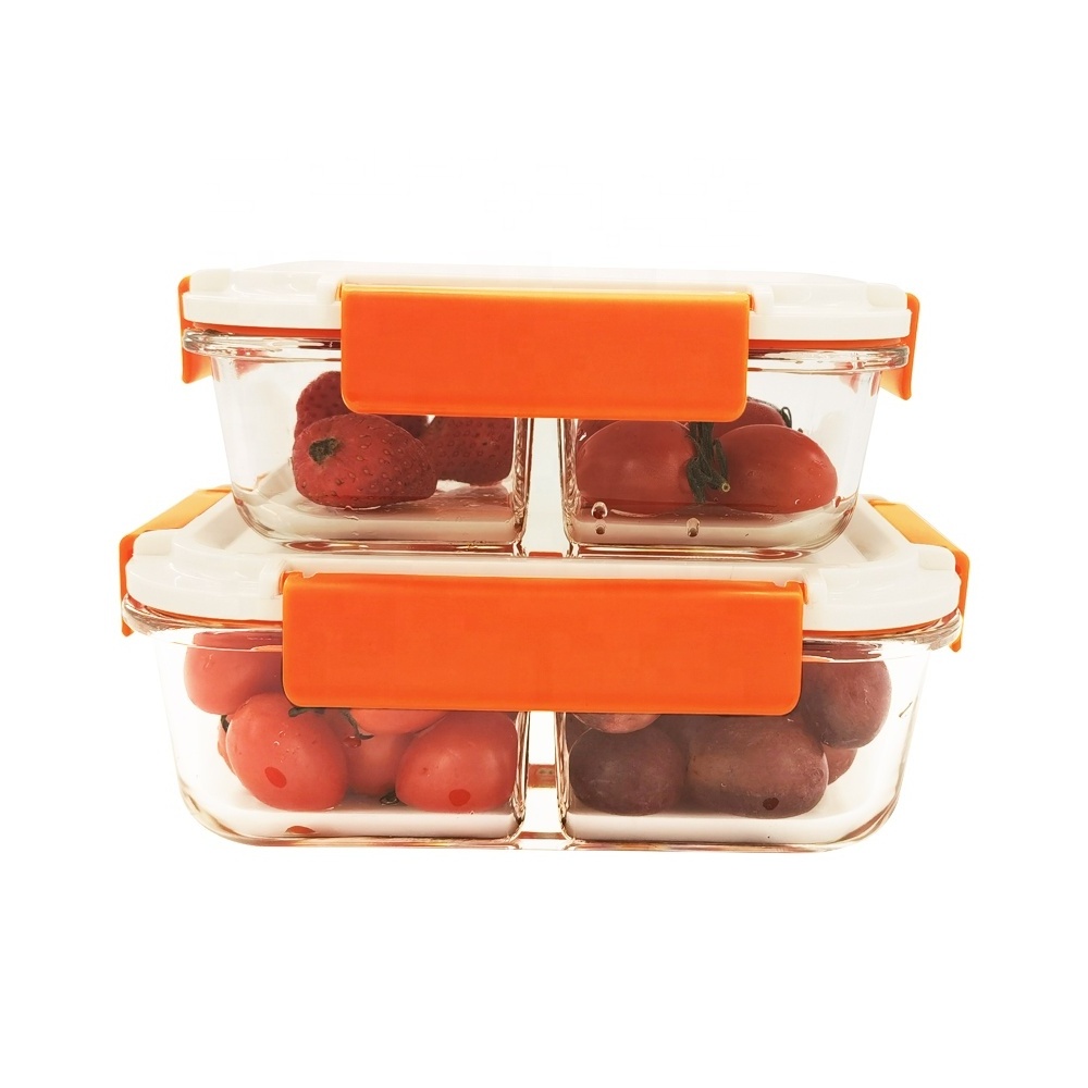 Kids Children Food Grade Material Anti-leak 2 Divider Container Bento Lunch Box With Lock