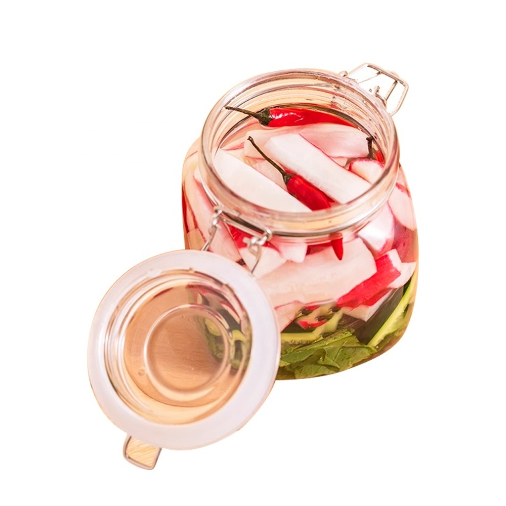 Glass Storage Jar Swing Top Bottle Pickle Glass Jar Buckle Jar Kitchen Spice Container