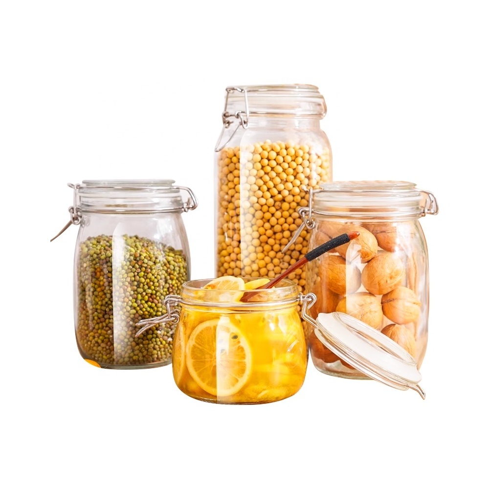 Glass Storage Jar Swing Top Bottle Pickle Glass Jar Buckle Jar Kitchen Spice Container