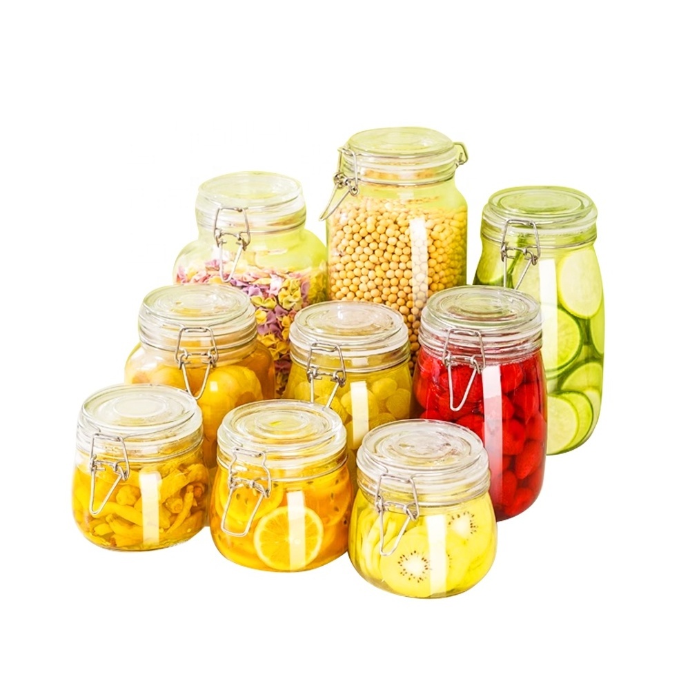 Glass Storage Jar Swing Top Bottle Pickle Glass Jar Buckle Jar Kitchen Spice Container