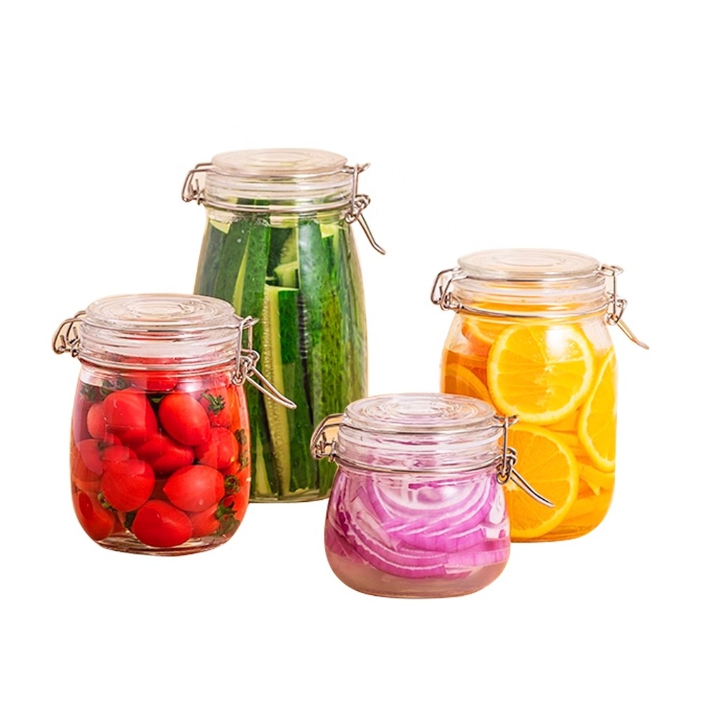 Glass Storage Jar Swing Top Bottle Pickle Glass Jar Buckle Jar Kitchen Spice Container