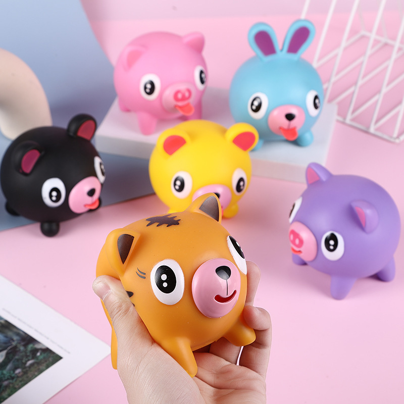 Tiktok Hot Selling Kawaii Gifts Bleeping Popping Tongue Animal Shaped Squeeze Fidget Toys for Kids