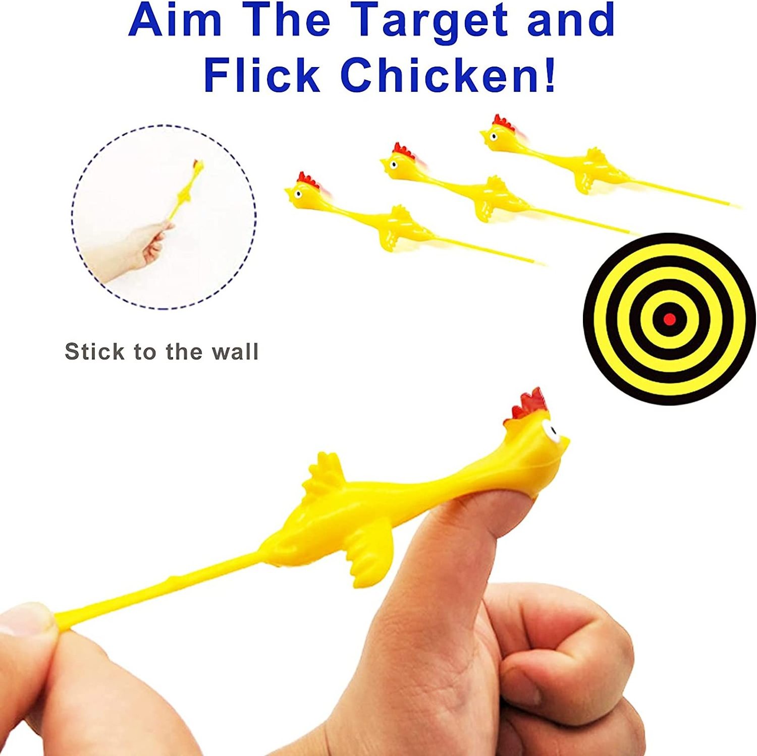 TPR Slingshot Flick Toy Chicken Catapult Flying Fingers Stretchy Funny Toys for Children