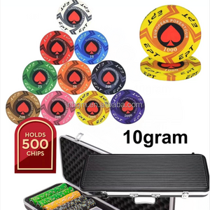 500pcs  *EPT 10g Ceramic  Poker Chip Set with Black ABS  or Sliver Aluminum   Case/Casino Poker Set