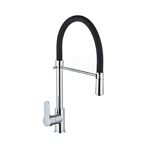 Black Rubber Pipe Single Handle Brass Kitchen Faucet Mixer Pull Down Kitchen Faucet 304 Stainless Steel