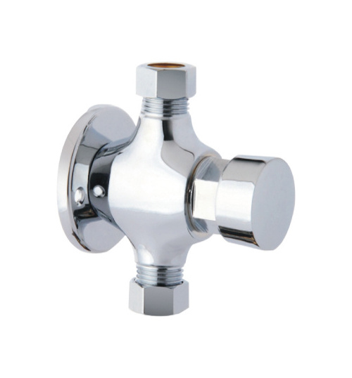 Wholesale Commercial Total Brass Stop Flush  Valves  Shower Valve Brass Time Delay Urinal Push Button Self Closing Valve for Bat