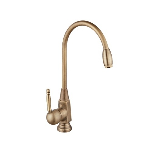 Retro Style Golden Single Handle Kitchen Faucet Brass Mixer Tap Cold and Hot Water Mixer Single Hole Thermostatic Faucets Gold