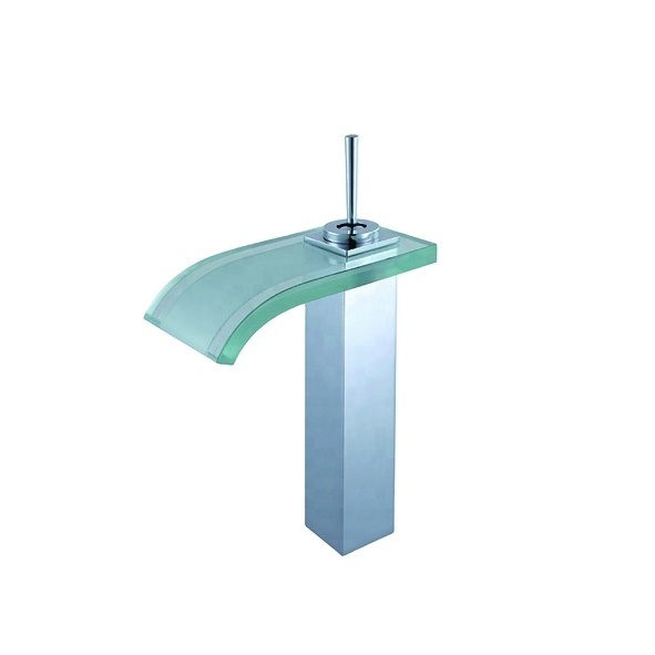 Manufacture Wholesale Luxury LED Light Bathroom Glass Basin Faucet with Zinc Alloy Handle