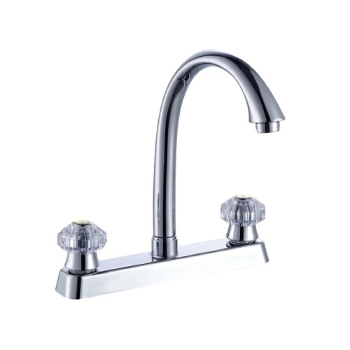 South America Style Stainless Steel Two Holes Kitchen Faucet with Transparent H&C Handle