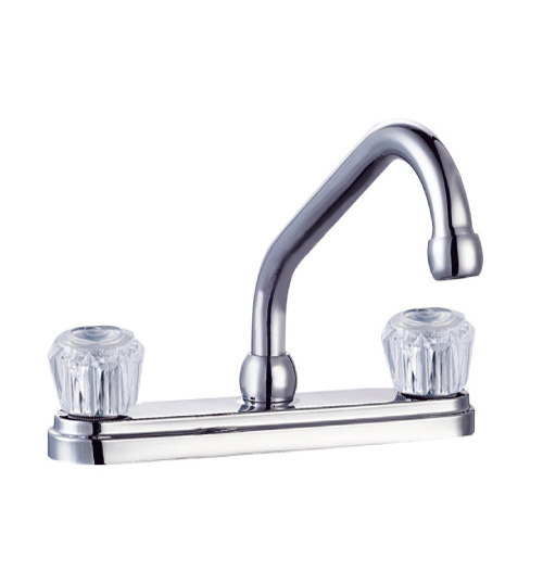 South America Style Stainless Steel Two Holes Kitchen Faucet with Transparent H&C Handle